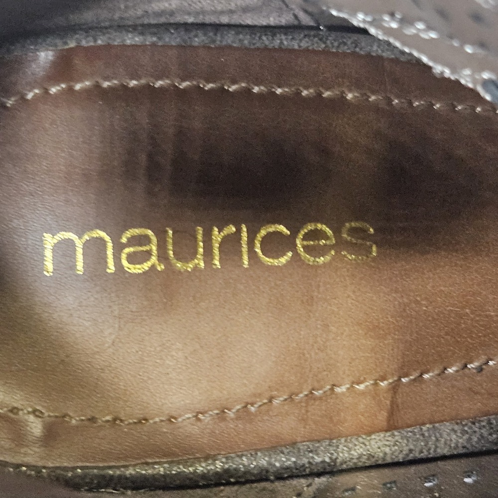 Maurices Trixie Cut brown shimmer stacked heel ankle‎ booties.  Womens Size 9w ? - Picture 12 of 13